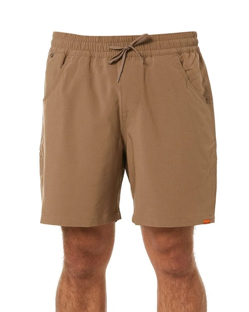 Tradies Rack Elastic Waist Hybrid Short Twin Value Pack - Brindle