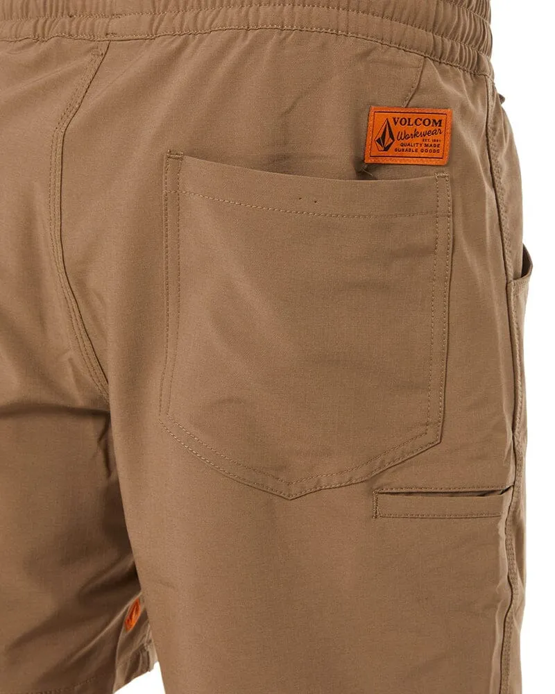 Tradies Rack Elastic Waist Hybrid Short Twin Value Pack - Brindle