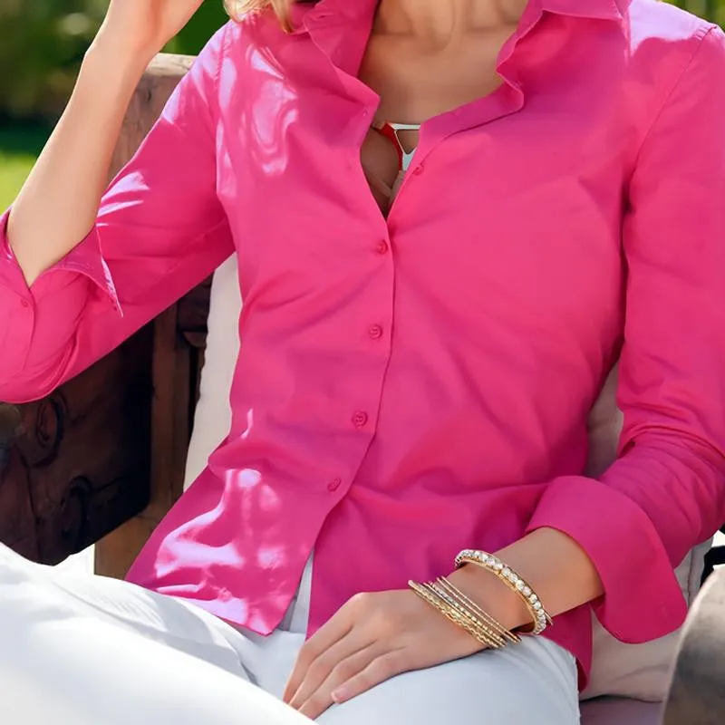 Turn Down Collar Elegant Fashion Slim Long Sleeve Blouse Formal Ladies Office Shirts Black
