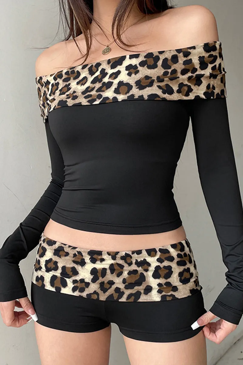 UM0136 Leopard Shirt and Shorts Set