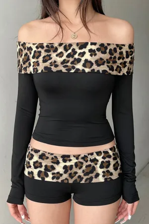 UM0136 Leopard Shirt and Shorts Set