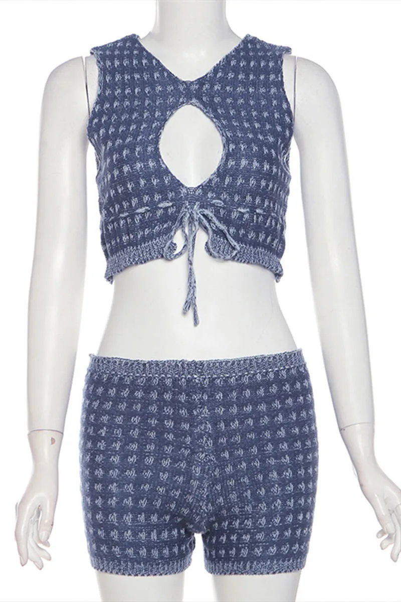 UM0388 Knitted Tank and Shorts Set