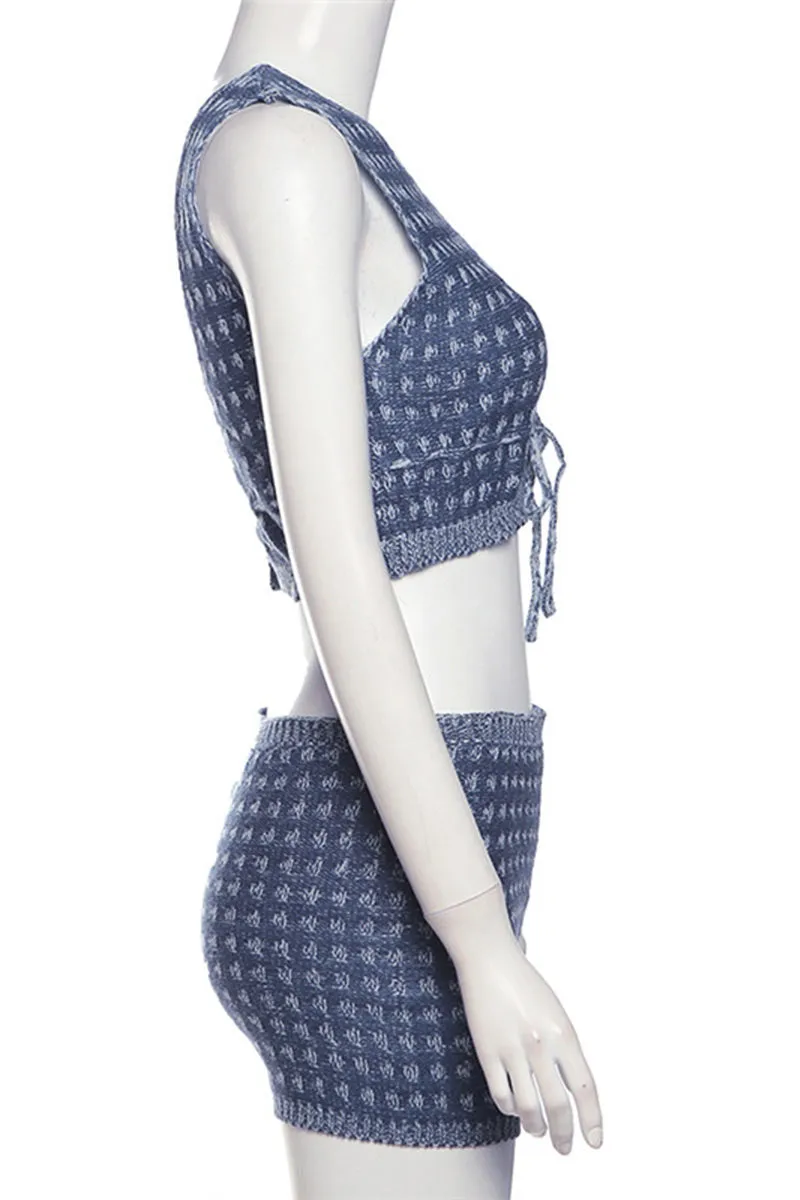 UM0388 Knitted Tank and Shorts Set