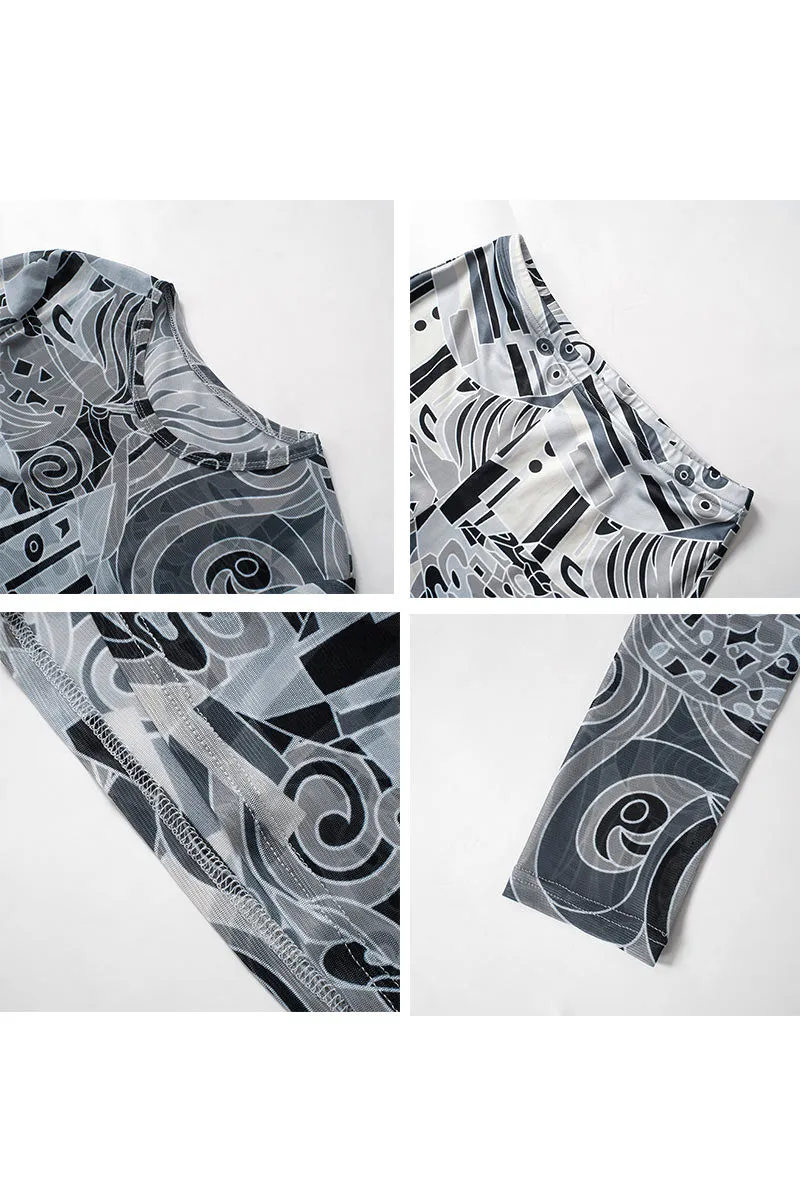 UM0490 Graphic Shirt and Shorts Set