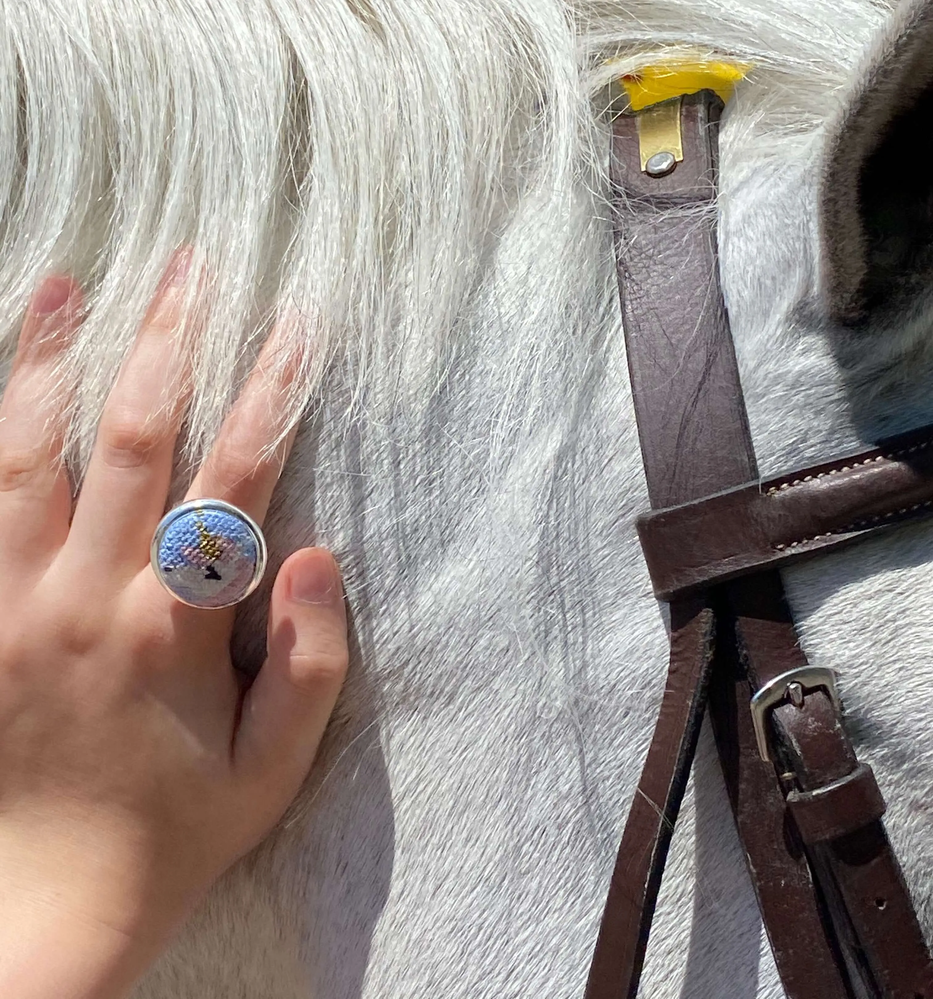 Unicorn Silver Needlepoint Ring