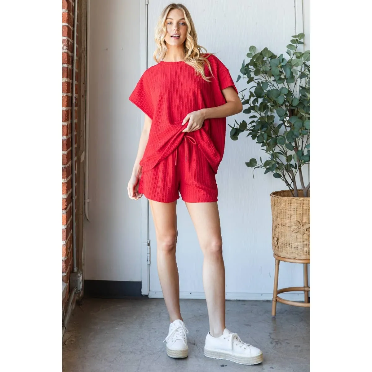 Waffle Textured Knit Shorts