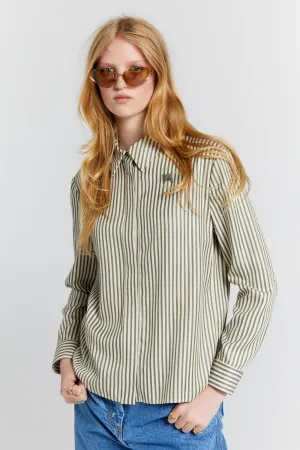 Walker Dress Shirt Olive Stripe