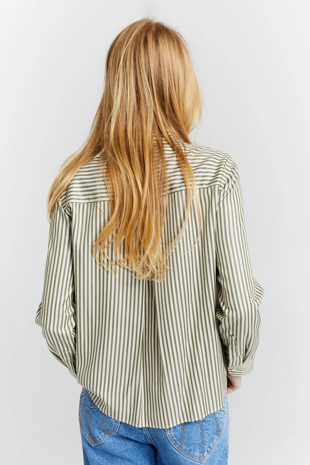 Walker Dress Shirt Olive Stripe