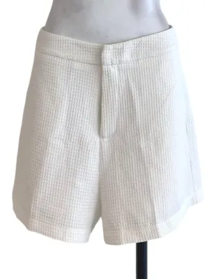 White Textured Shorts