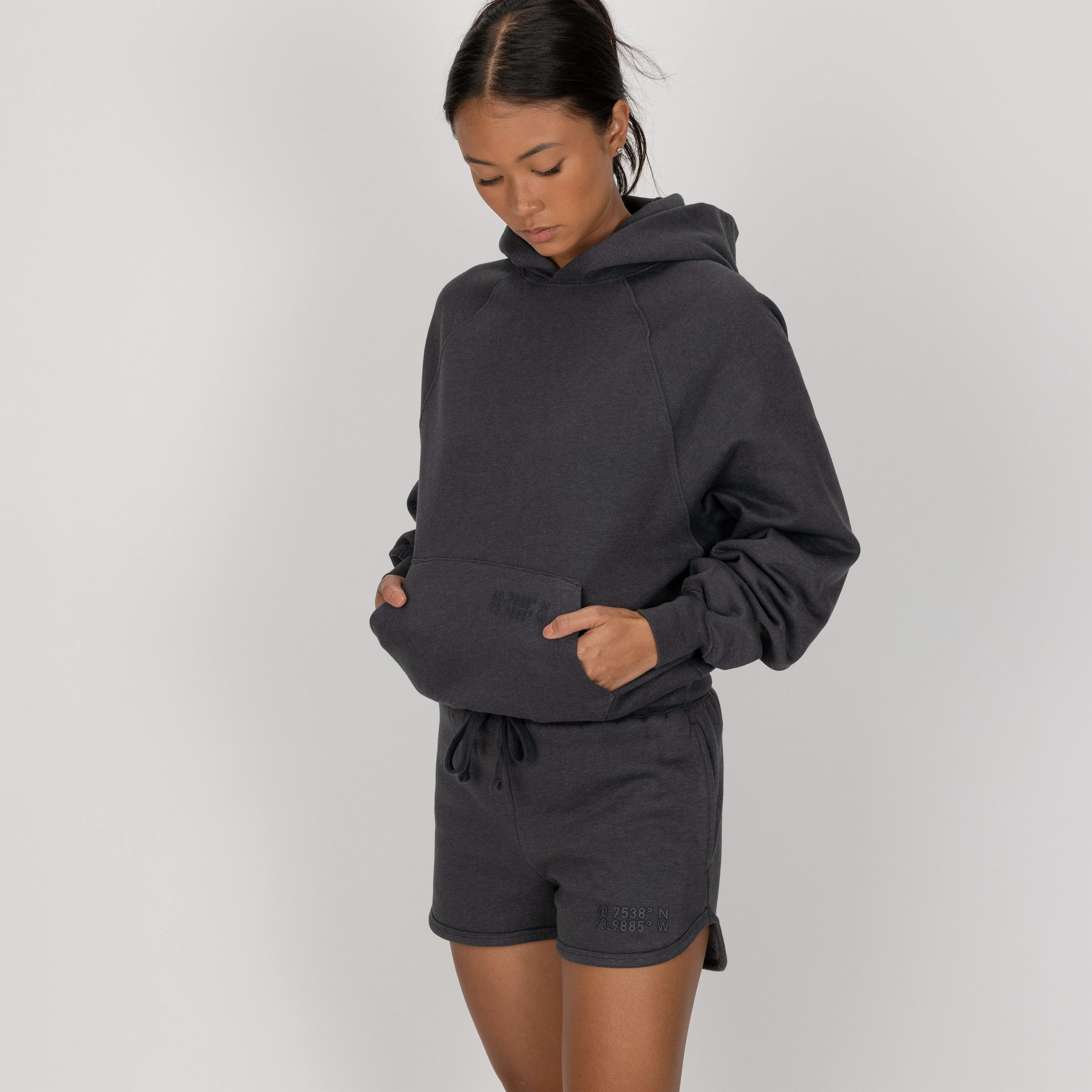 Womens Fleece Dolphin Shorts - Woodland Grey