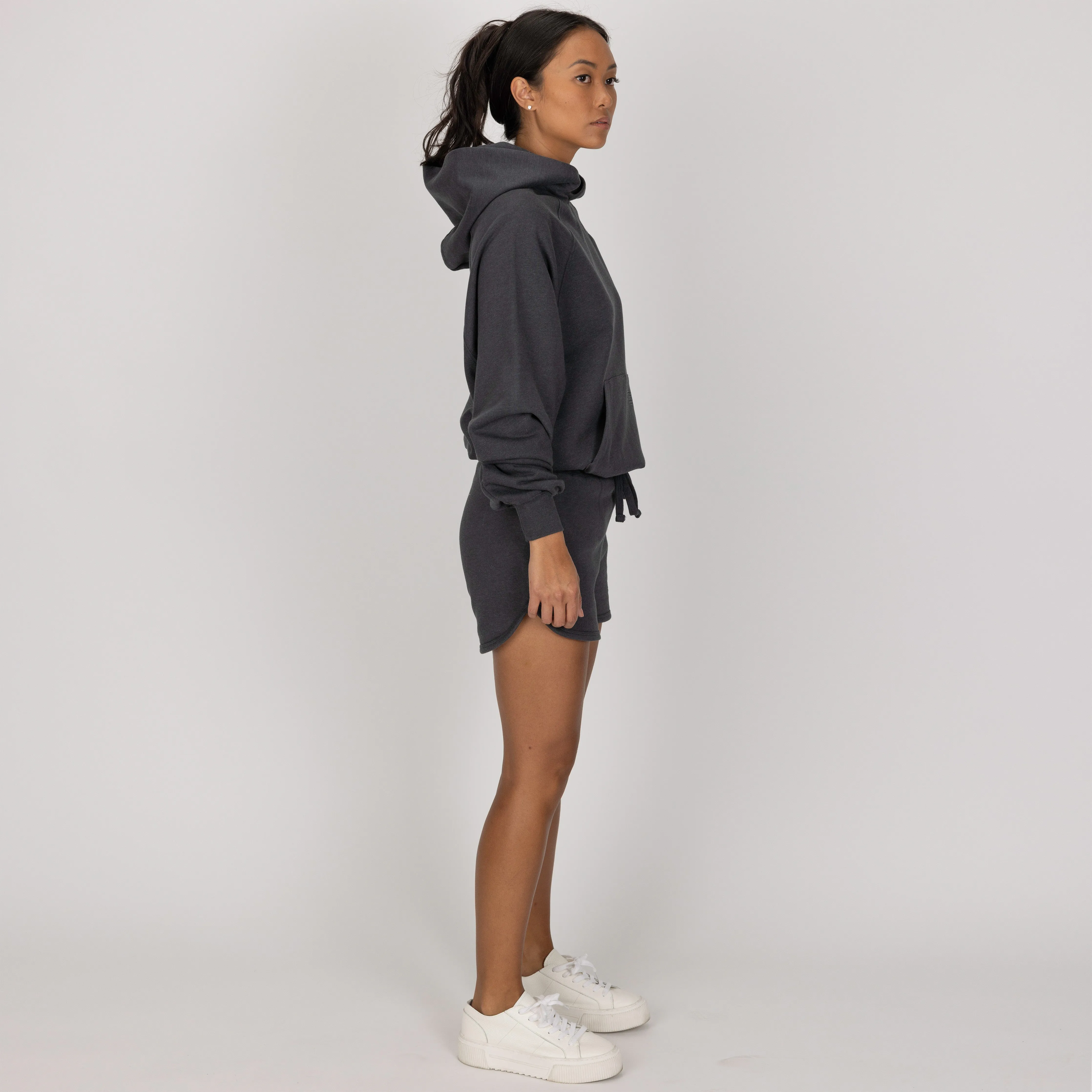 Womens Fleece Dolphin Shorts - Woodland Grey
