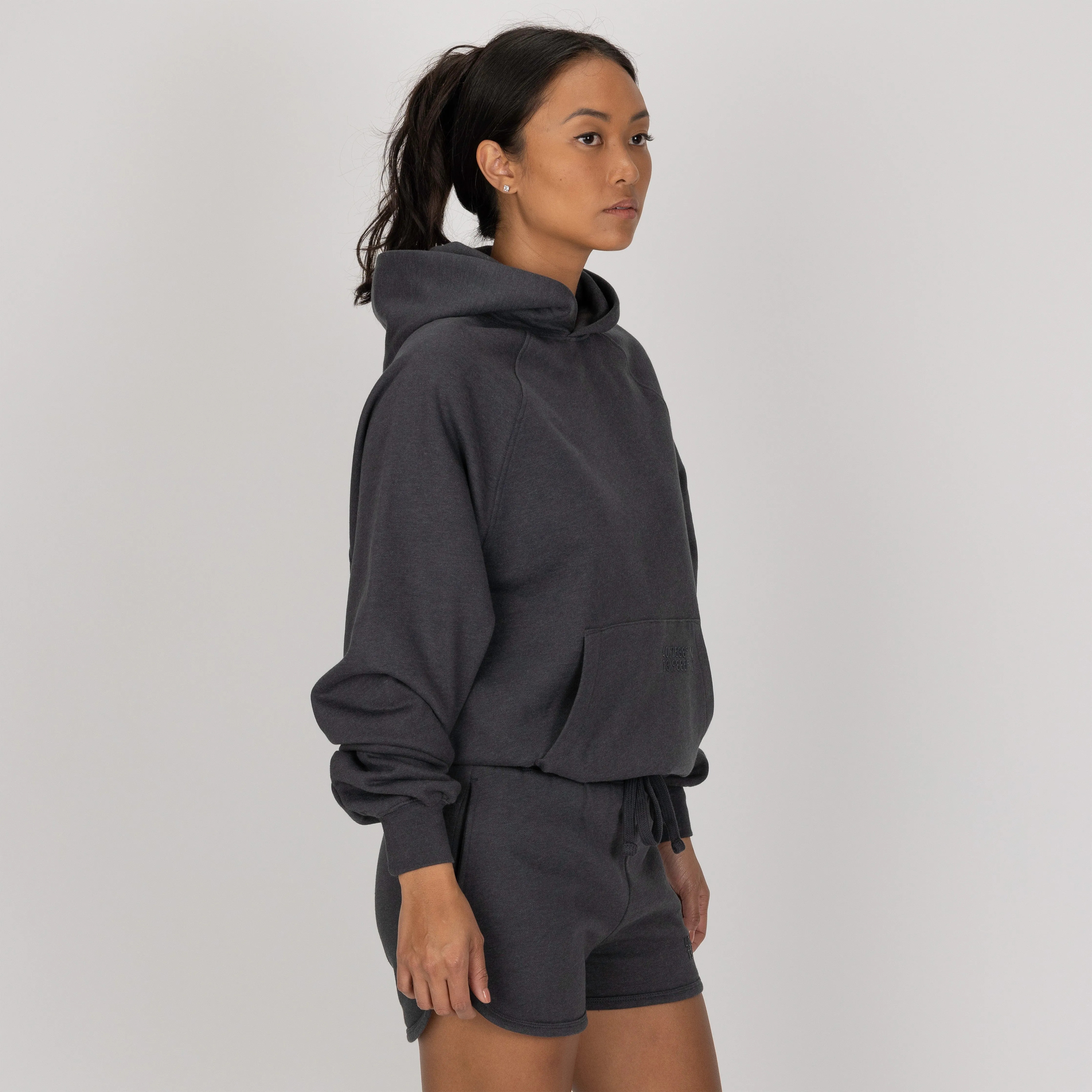 Womens Fleece Dolphin Shorts - Woodland Grey