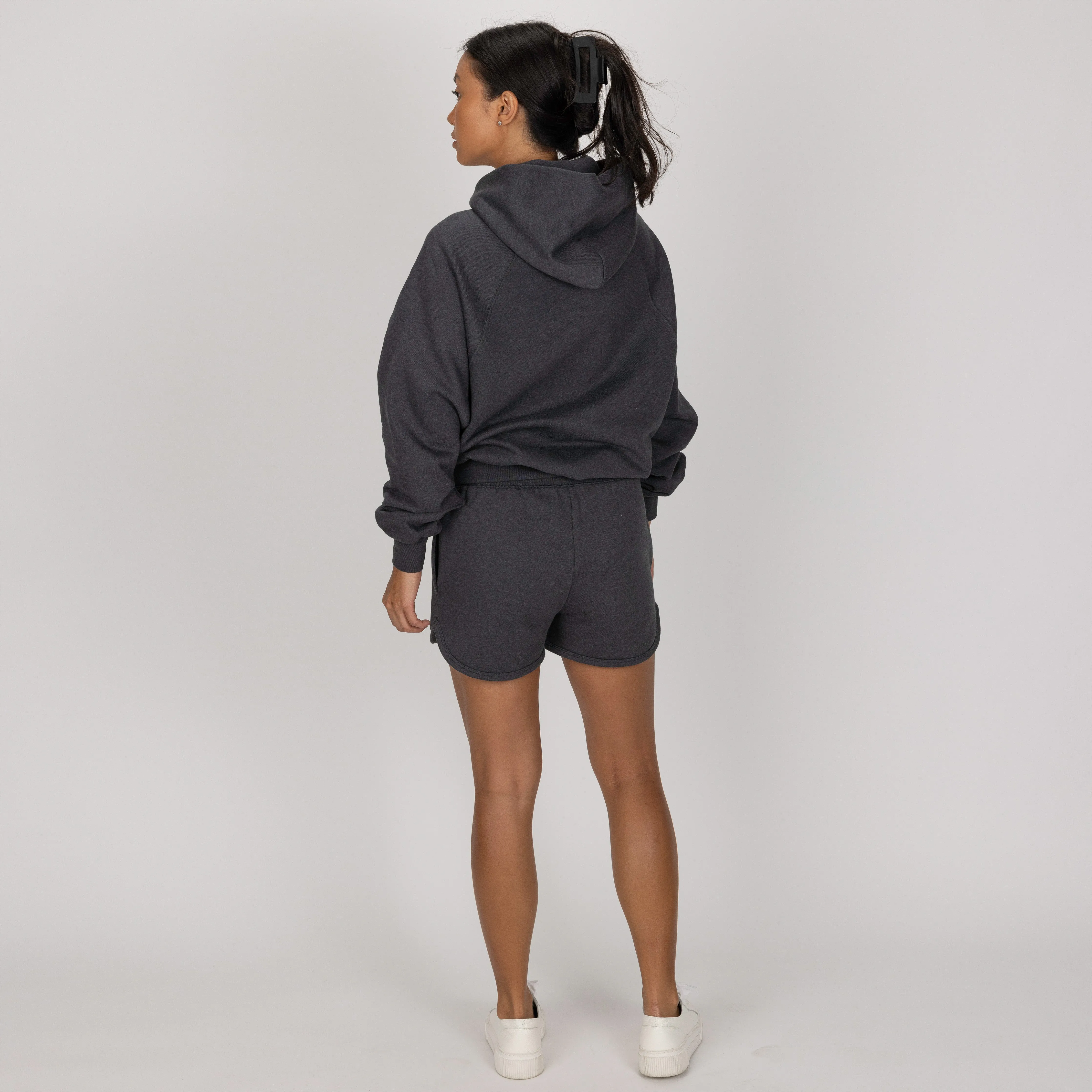 Womens Fleece Dolphin Shorts - Woodland Grey
