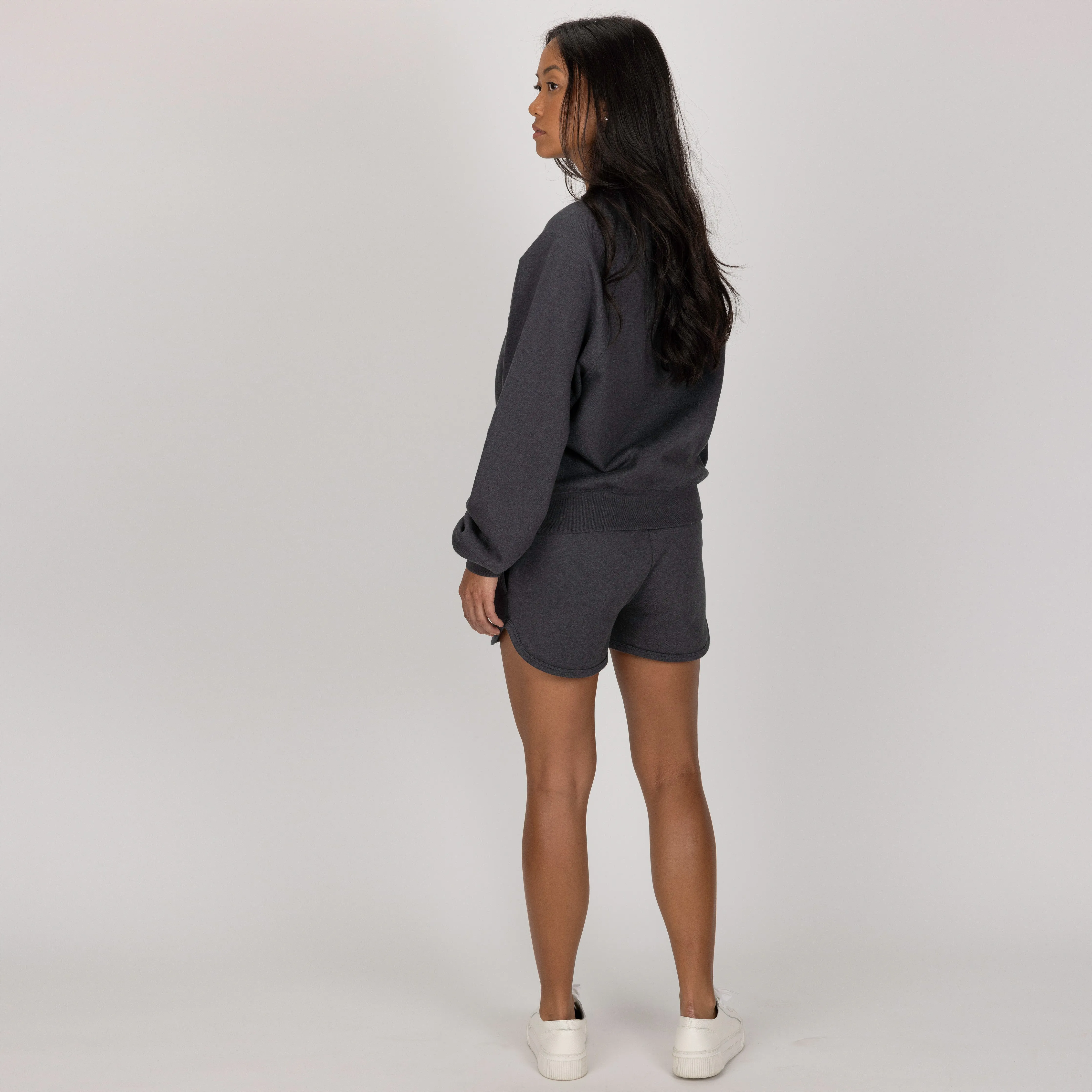 Womens Fleece Dolphin Shorts - Woodland Grey