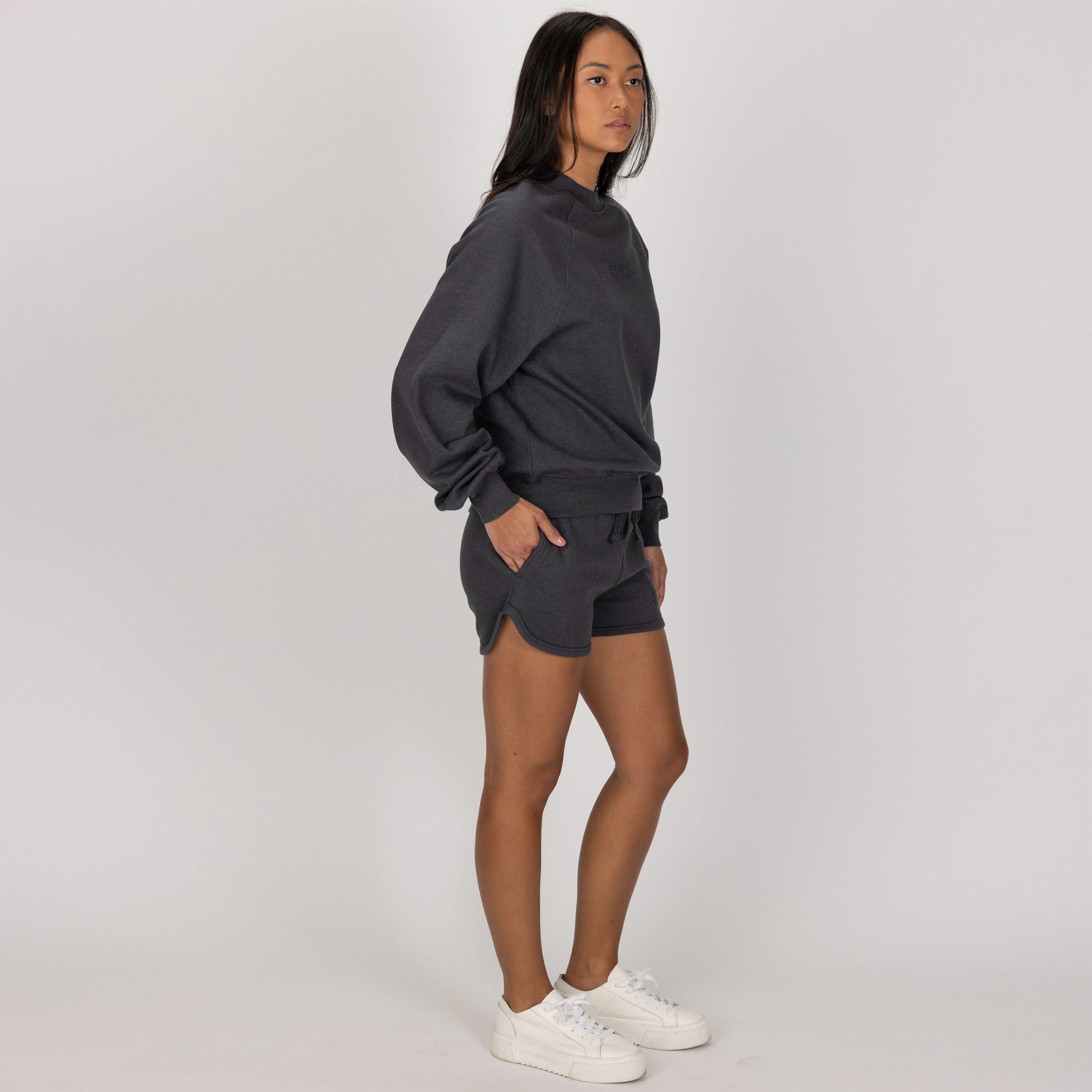 Womens Fleece Dolphin Shorts - Woodland Grey