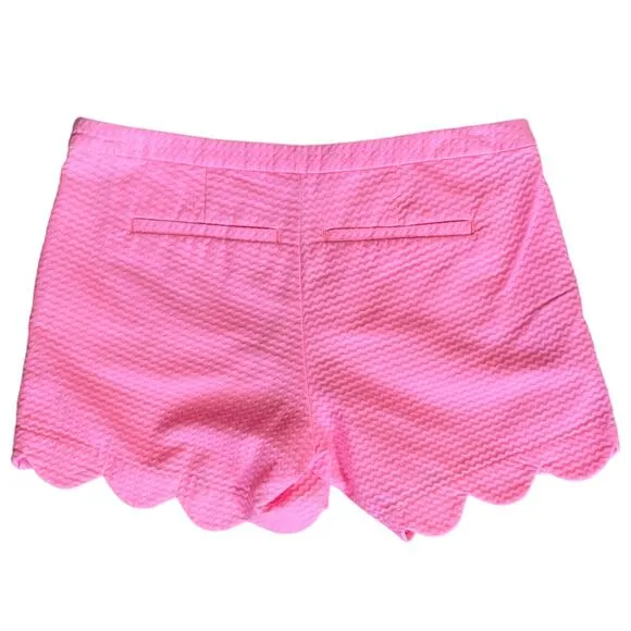 Women's Size 00 Lilly Pulitzer Pink Textured Scalloped The Buttercup Shorts 4&quot;