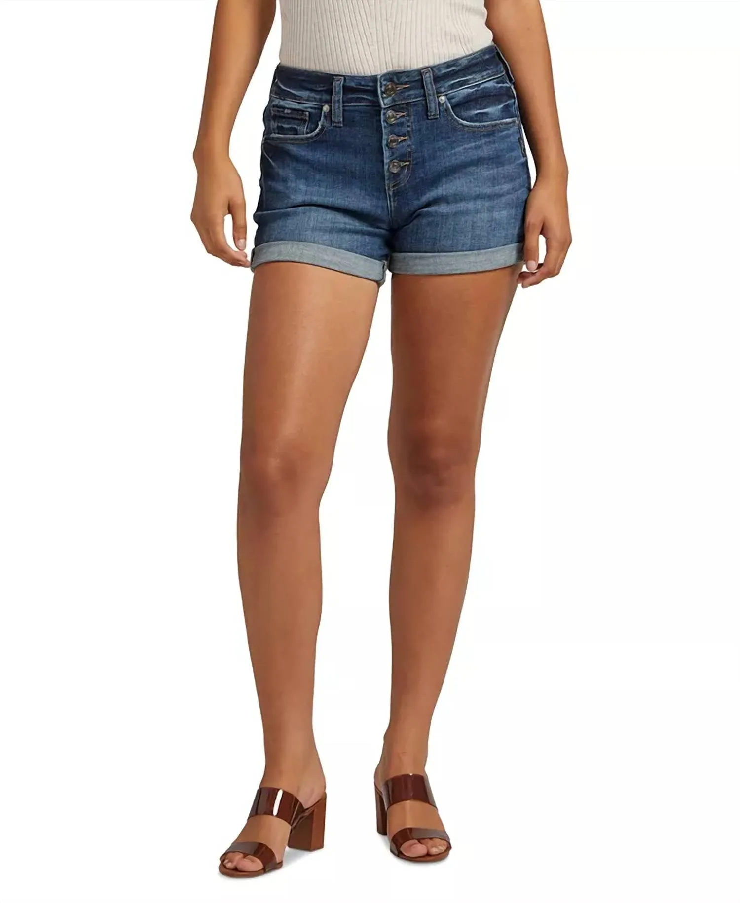 Women's Suki 4" Curvy Short In Medium Blue