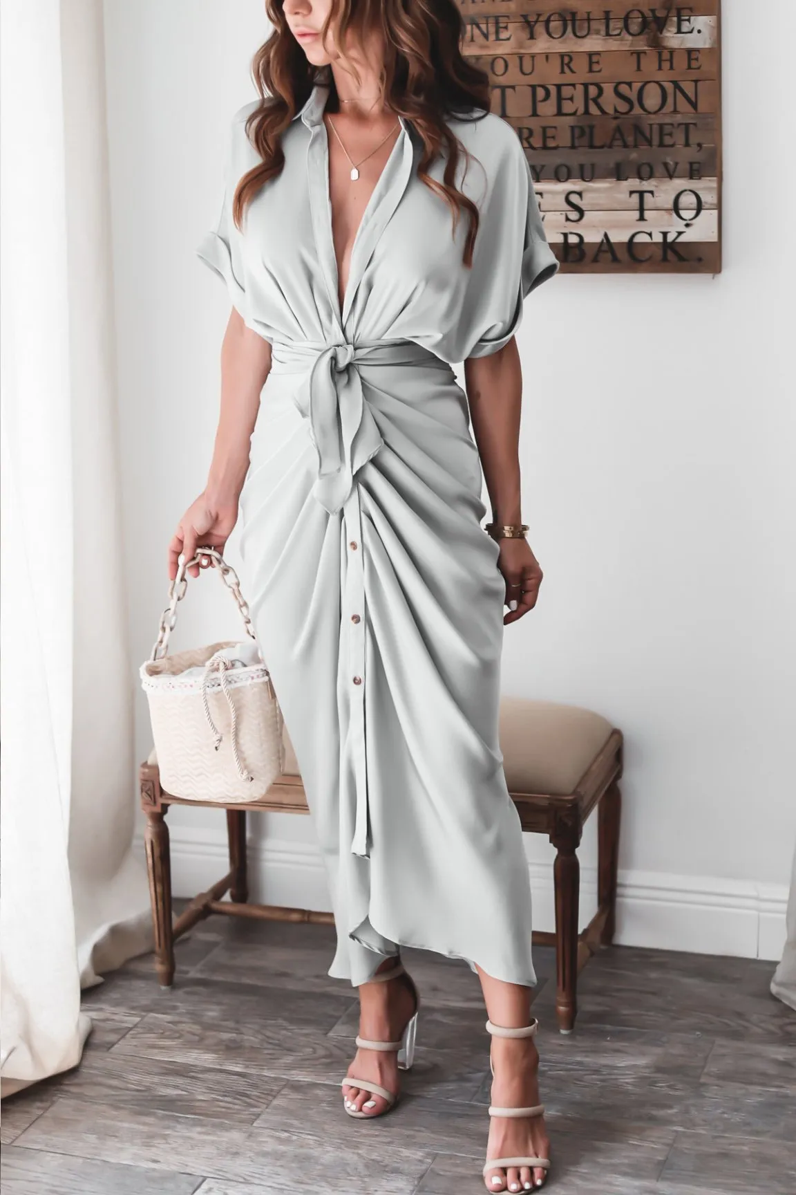 Xanthe | Long dress with button closure
