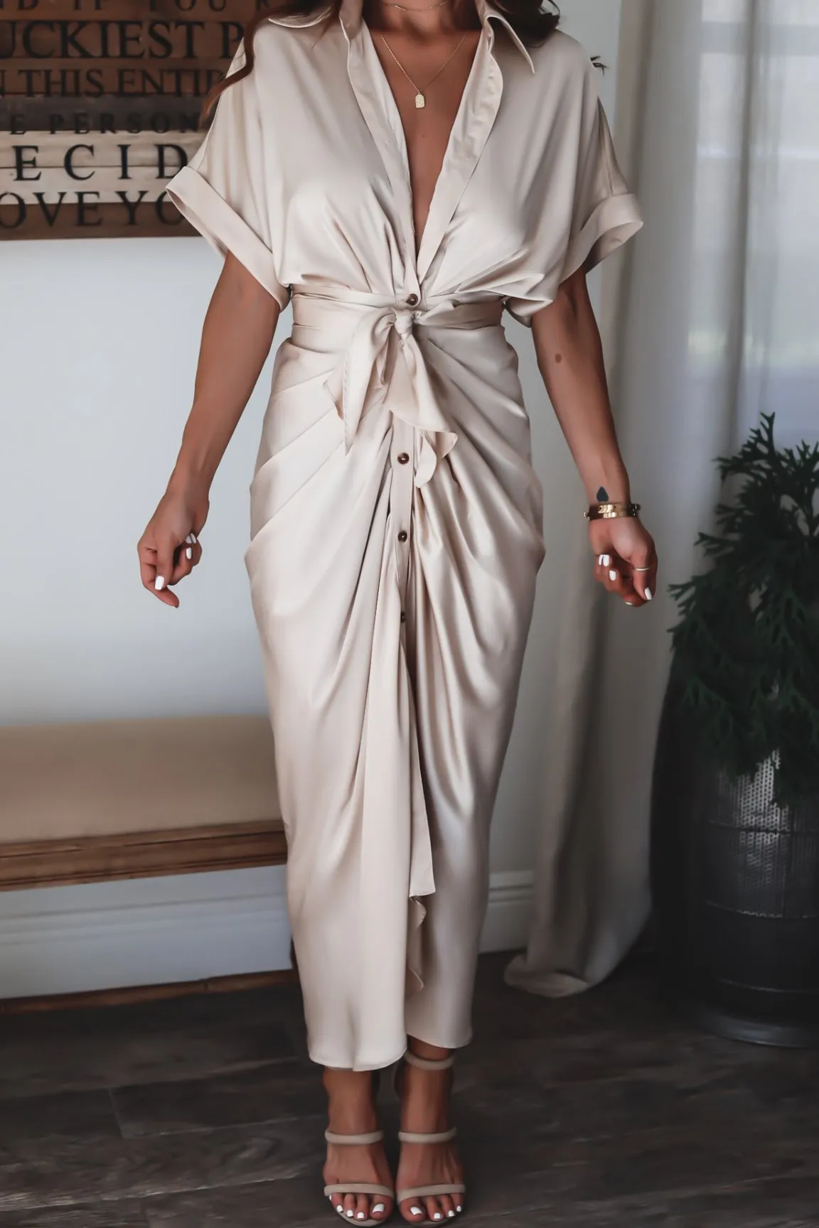 Xanthe | Long dress with button closure