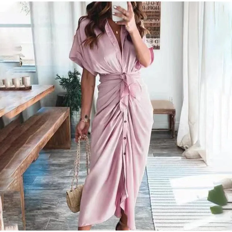 Xanthe | Long dress with button closure
