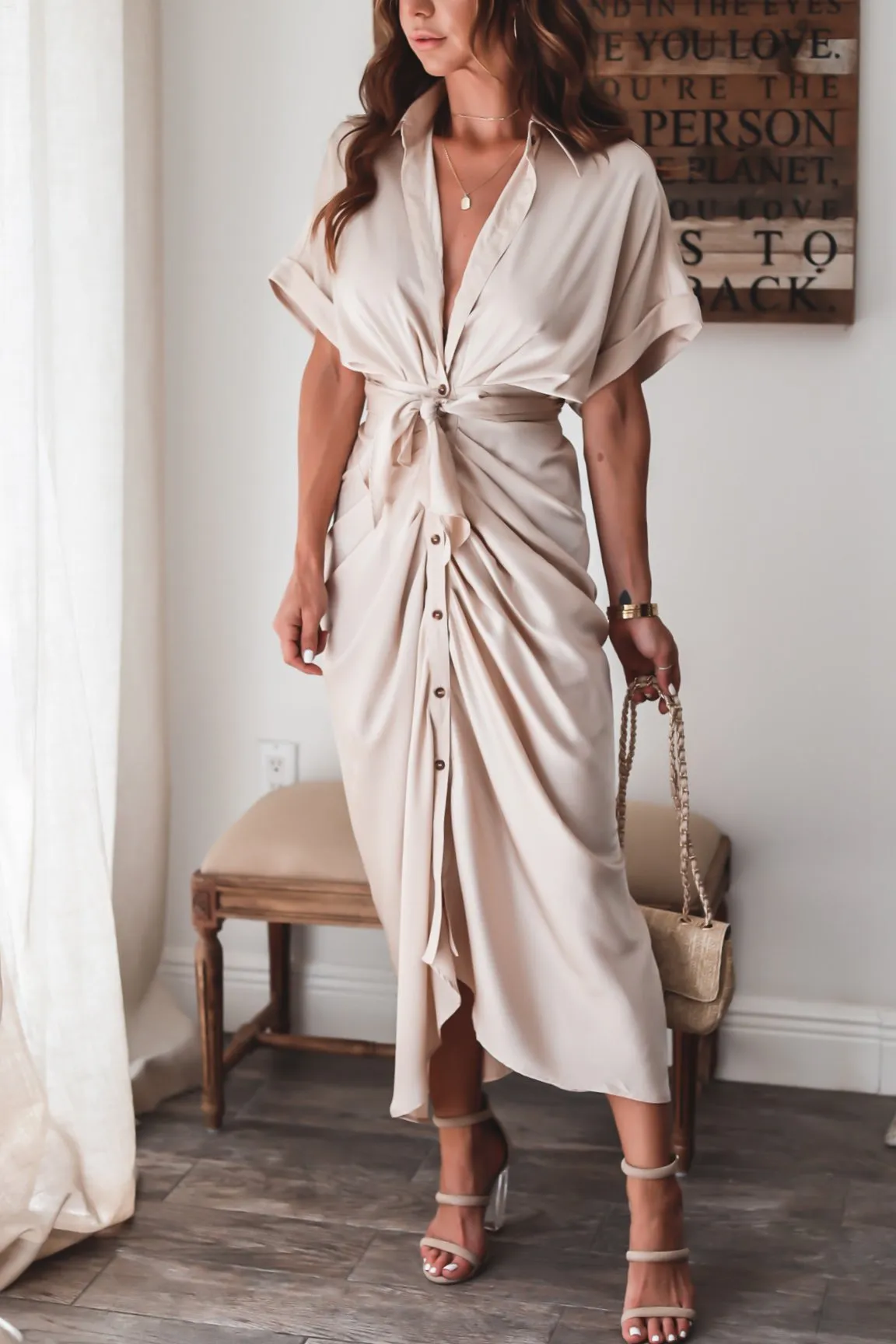 Xanthe | Long dress with button closure