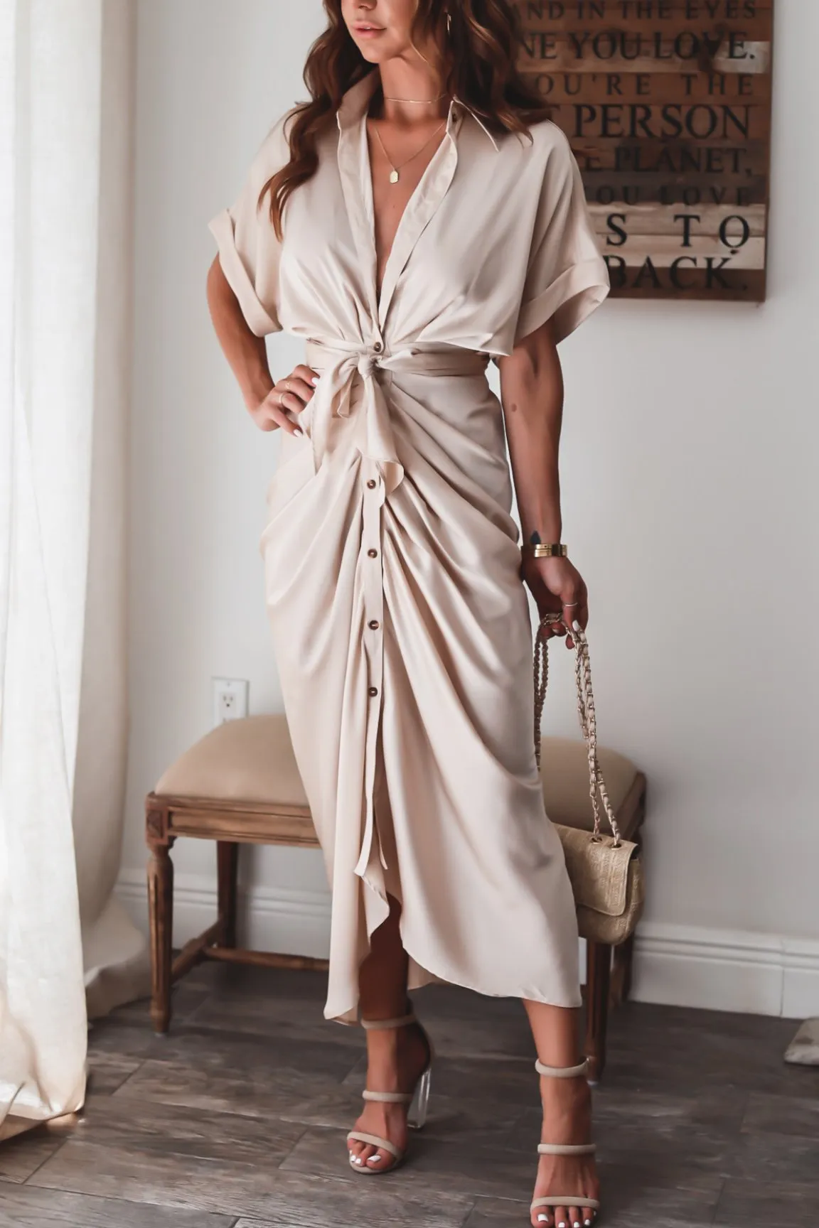 Xanthe | Long dress with button closure