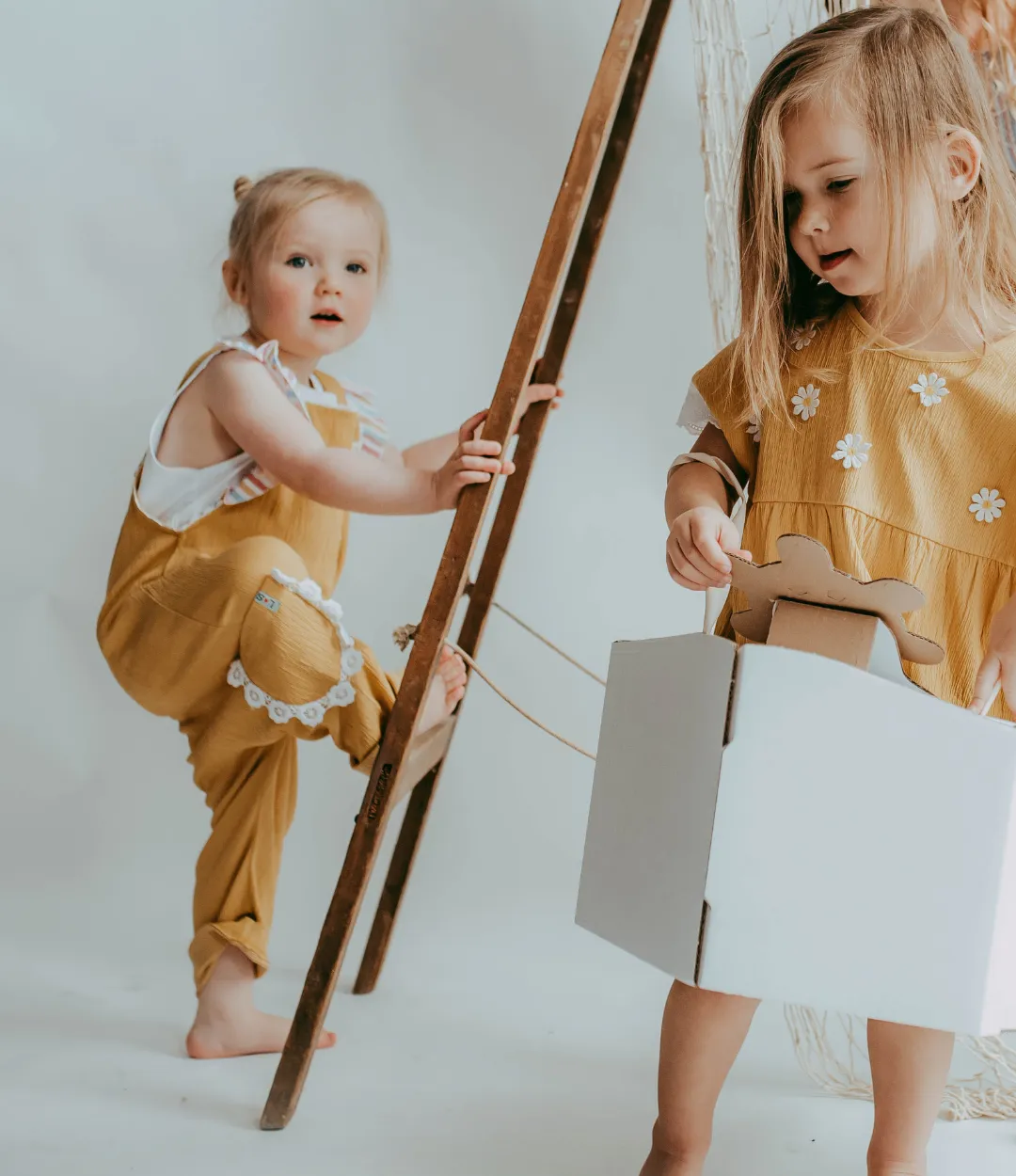 Yellow Floral Applique Dungarees