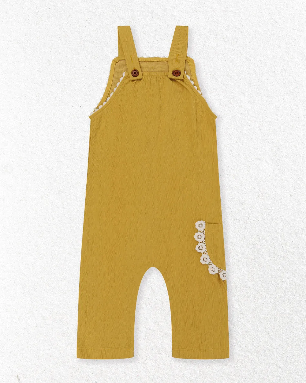 Yellow Floral Applique Dungarees