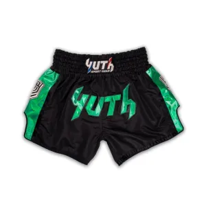 Yuth Hologram Black / Green Muay Thai Shorts